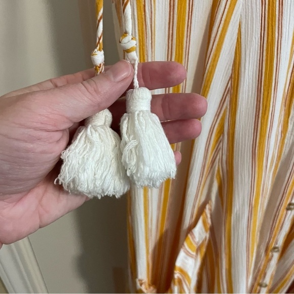 Faithfull The Brand Claudia Sun Azure Striped Midi Dress Yellow Size 4 - Picture 11 of 15